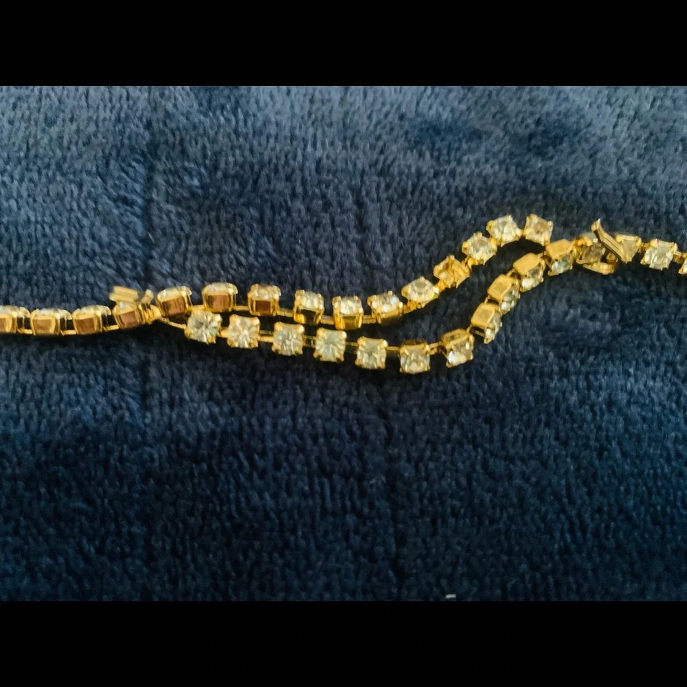 Vintage rhinestone chain belt 24” - 35” silver